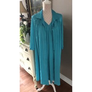 Vintage Vanity Fair Nightgown & Robe Peignoir Set Turquoise Women's Large /38